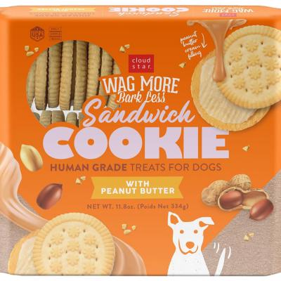 Cloud Star Wag More Bark Less Human Grade Sandwich Cookie Peanut Butter 11.8 oz.