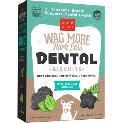 Cloud Star Wag More Bark Less Dental Biscuit Chicken Charcoal Parsley Mint 14 oz.