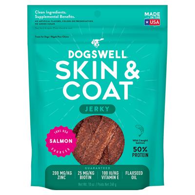 Dogswell Skin and Coat Jerky Grain Free Salmon 10 oz.