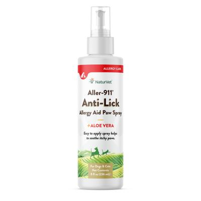 NaturVet Aller-911 Anti-Lick Allergy Aid Paw Spray Plus Aloe Vera 8 oz.