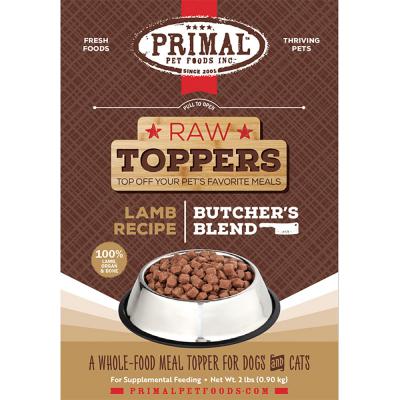 Primal Frozen Raw Toppers Butcher's Blend Lamb Recipe For Dogs & Cats 2 lb.