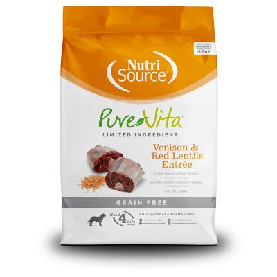 Pure Vita Limited Ingredient Venison & Red Lentils Recipe Grain Free Dog Food 25 lb.