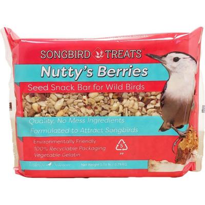 Songbird Treats Nutty's Berries Seed Snack Bar For Wild Birds 1.75 lb Capacity