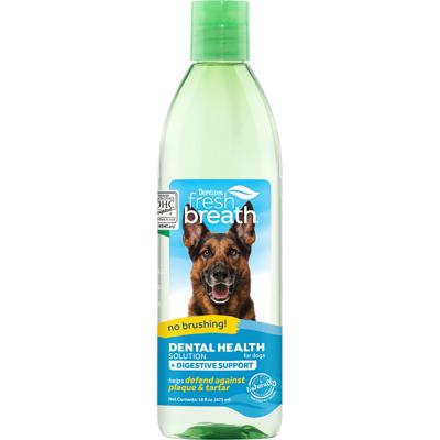 TropiClean Fresh Breath Dental Health Solution Plus Digestive Support for Dogs 16 oz.