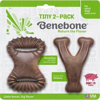 Benebone Tiny 2 Pack Dental Chew and Wishbone Bacon Flavor