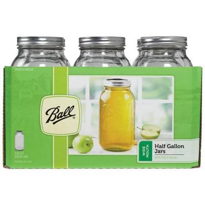 Ball Mason Jars With Lids Half Gallon 64 oz. Wide Mouth 6 Count