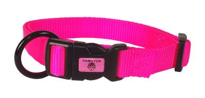 Nylon Dog Collar ADJ 5/8 X 12-18 In Hot Pink
