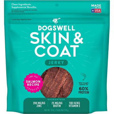 Dogswell Skin and Coat Jerky Salmon Recipe 18 oz.