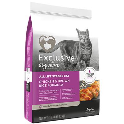 Exclusive Adult Cat Weight Management & Hairball Care Chicken & Brown Rice 15 lb.