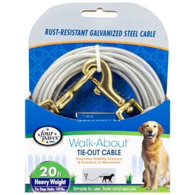 Four Paws Walk-About Tie-Out Cable 20 Ft. Heavy Weight For Dogs Under 100 Lbs.