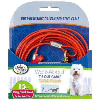 Four Paws Walk-About Tie-Out Cable 15 Ft. Puppy/Small Breed For Dogs Under 25 Lbs.