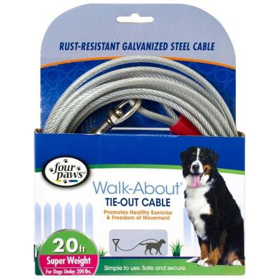 Four Paws Walk-About Tie-Out Cable 20 Ft. Super Weight For Dogs Under 200 Lbs.