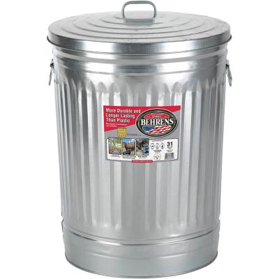 Galvanized Trash Can With Lid 31 Gallon