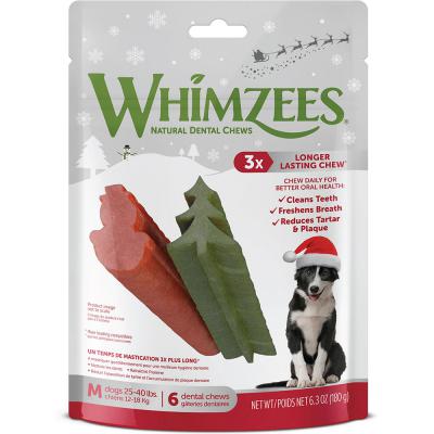 Whimzees Holiday Dental Chews Medium 6 Count