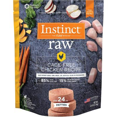 Instinct Frozen 85/15 Raw Cage-Free Chicken Recipe Patties 6 lb.