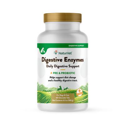 NaturVet Digestive Enzymes Plus Probiotic Chewable Tabs 60 Count