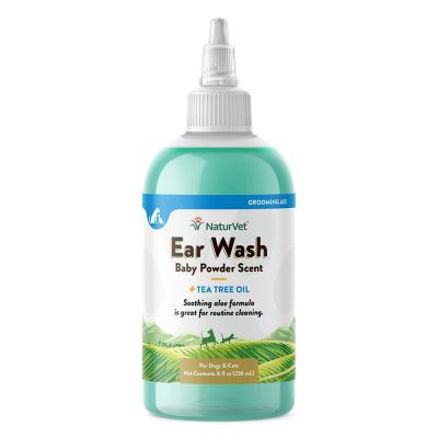 NaturVet Ear Wash Baby Powder Scent Plus Tea Tree Oil 8 oz.