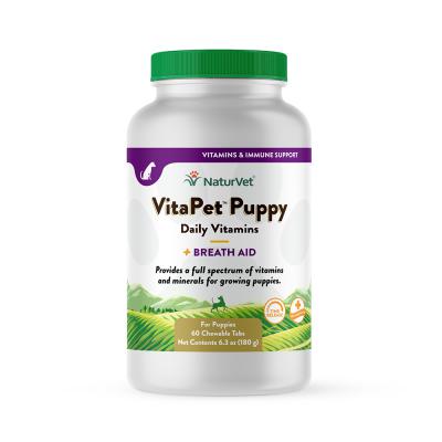 NaturVet VitaPet Puppy Daily Vitamins Plus Breath Aid Chewable Tabs 60 Count