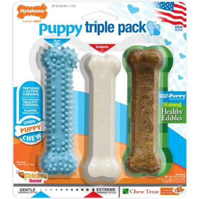 Nylabone Regular Puppy Triple Pack Chews & Lamb Flavor Treat