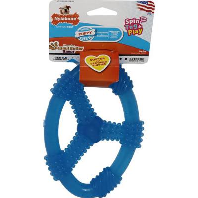 Nylabone Teething Chew Oval Ring Blue Peanut Butter Flavor