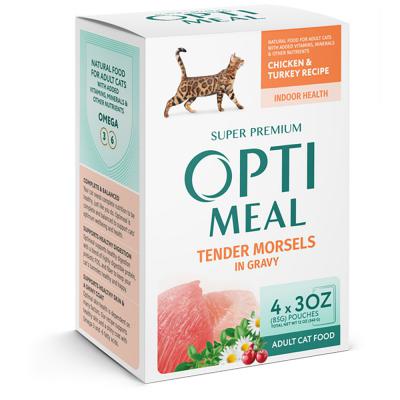 Optimeal Adult Cat Grain-Free Tender Morsels Chicken & Turkey 3 oz. Pouch 4 Pack