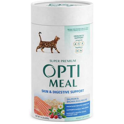 Optimeal Adult Cat Skin & Digestive Support Salmon & Brown Rice 1.4 lb.