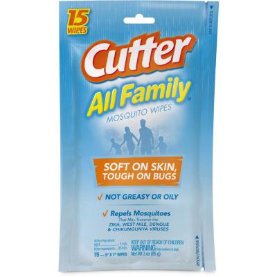 Cutter All Family Mosquito Wipes 15 Count