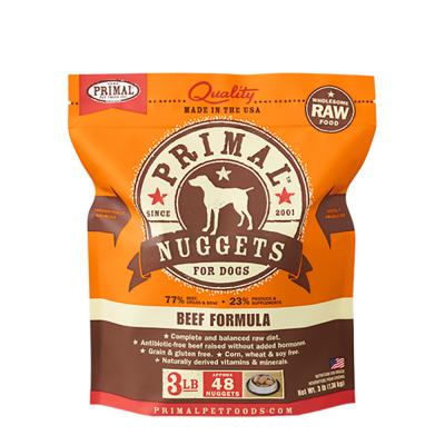 Primal Frozen Raw Nuggets Beef Formula For Dogs 3 lb.