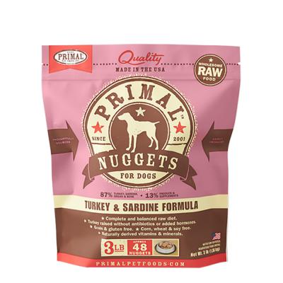 Primal Frozen Raw Nuggets Turkey & Sardine Formula For Dogs 3 lb.