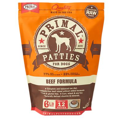 Primal Dog Frozen Beef Patties 6 lb.