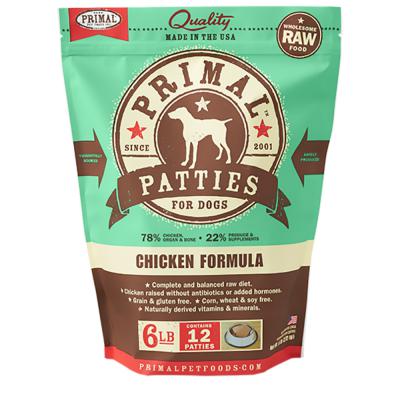 Primal Dog Frozen Chicken Patties 6 lb.