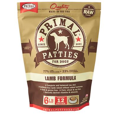 Primal Dog Frozen Lamb Patties 6 lb.