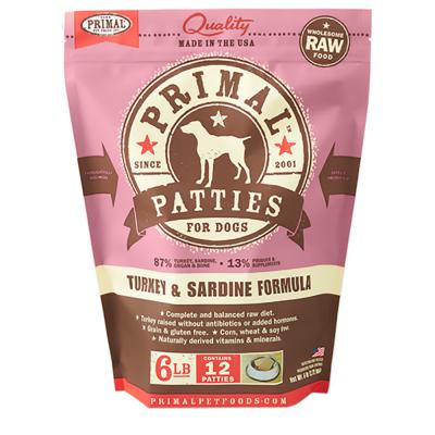 Primal Frozen Raw Patties Turkey & Sardine Formula For Dogs 6 lb.