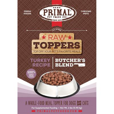 Primal Frozen Raw Toppers Butcher's Blend Turkey Recipe For Dogs & Cats 2 lb.