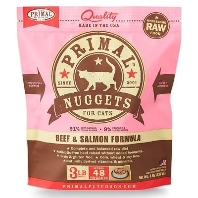 Primal Frozen Raw Nuggets Beef & Salmon Formula For Cats 3 lb.