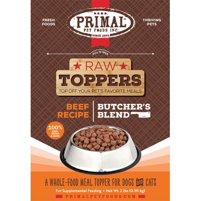Primal Frozen Raw Toppers Butcher's Blend Beef Recipe For Dogs & Cats 2 lb.