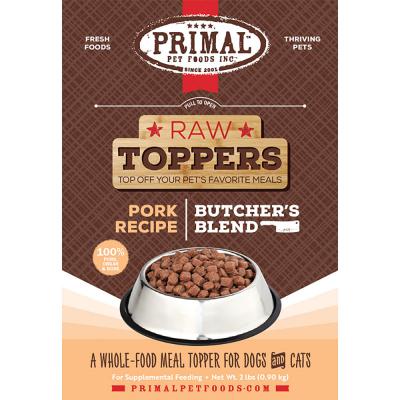 Primal Frozen Raw Toppers Butcher's Blend Pork Recipe For Dogs & Cats 2 lb.