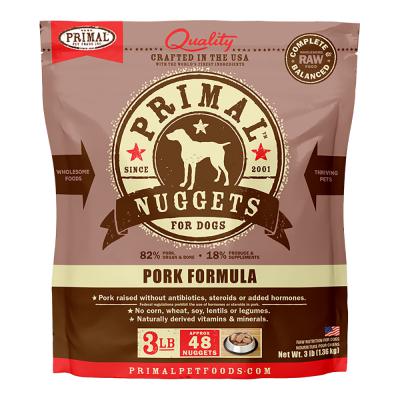Primal Frozen Raw Nuggets Pork Formula For Dogs 3 lb.