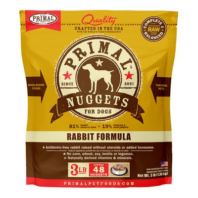 Primal Frozen Raw Nuggets Rabbit Formula For Dogs 3 lb.