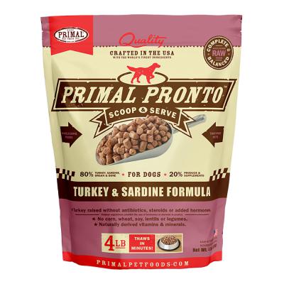 Primal Frozen Raw Pronto Turkey & Sardine Formula For Dogs 4 lb.