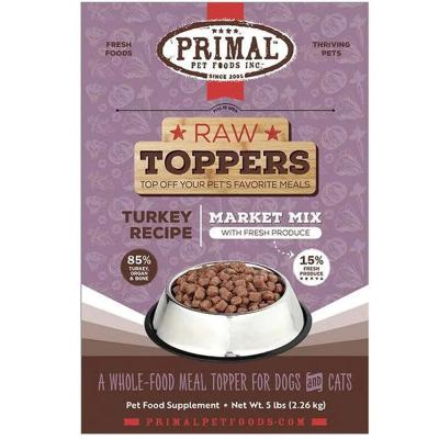 Primal Frozen Raw Toppers Market Mix Turkey Recipe For Dogs & Cats 5 lb.