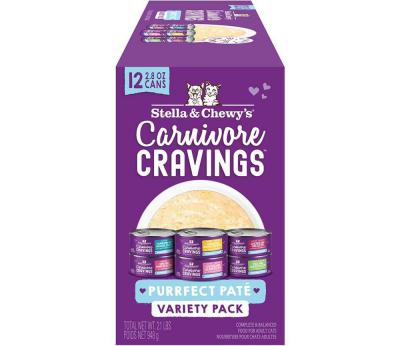 Stella & Chewy's Carnivore Cravings Purrfect Pate Variety Pack Wet Cat Food 2.8oz. Cans 12 Count