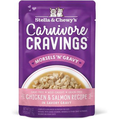 Stella & Chewy's Carnivore Cravings Morsels'N'Gravy Chicken & SalmonWet CatFood Pouch 2.8 oz.