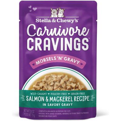 Stella & Chewy's Carnivore Cravings Morsels'N'Gravy Salmon & Mackerel Wet Cat Food Pouch 2.8 oz.