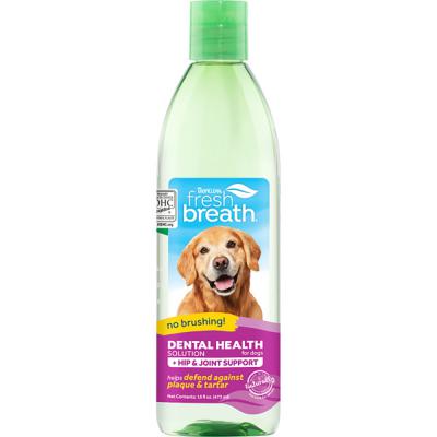 TropiClean Fresh Breath Dental Health Solution Plus Hip & Joint for Dogs 16 oz.
