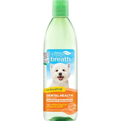 TropiClean Fresh Breath Dental Health Solution Supports Skin Health for Dogs 16 oz.