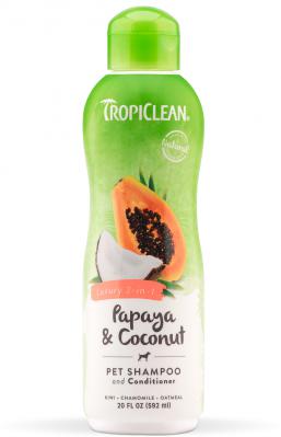 TropiClean Papaya & Coconut Luxury 2-in-1 Shampoo and Conditioner for Pets 20 oz.