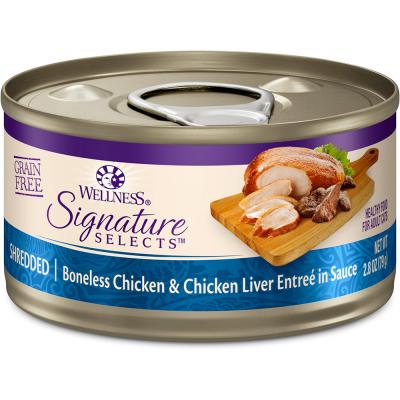 Wellness Signature Selects Shredded Chicken And Liver Entree For Cats 2.8 oz.