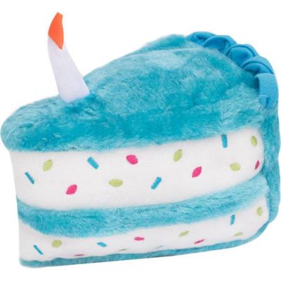 Zippy Paws Squeaky Plush Dog Toy Birthday Cake Blue