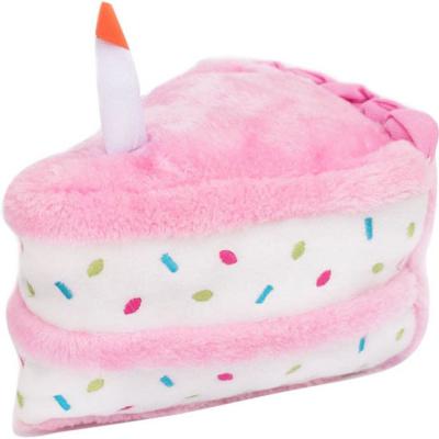 Zippy Paws Squeaky Plush Dog Toy Birthday Cake Pink